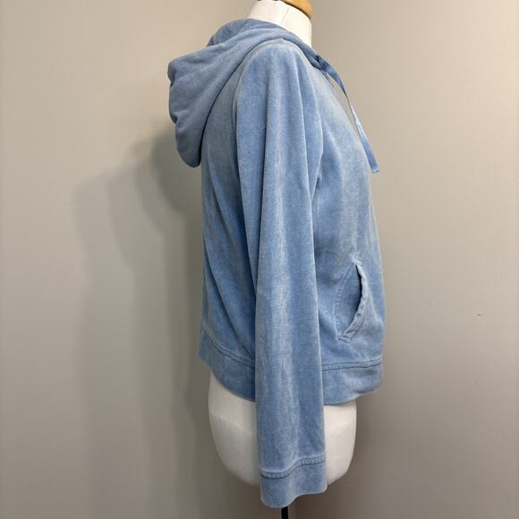 Baby Blue Velour Y2K Style Zip Hoodie Softcore Juicy Style Tracksuit Top Lg - Picture 4 of 13